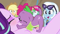 Size: 1920x1080 | Tagged: explicit, applejack, pinkie pie, rainbow dash, spike, starlight glimmer, age difference, artist needed, beach, bestiality, breasts, clothed female nude female, dog, edit, edited edit, edited screencap, equestria girls, equestria girls specials, female, foalcon, g4, human, imported from derpibooru, interspecies, kiss on the lips, kissing, male, my little pony equestria girls: better together, my little pony equestria girls: forgotten friendship, nipples, nudity, penis, screencap, ship:sparlight, shipping, source needed, spike gets all the equestria girls, spike the dog, straight, stupid sexy starlight glimmer, sunglasses, trixie