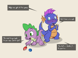 Size: 2500x1877 | Tagged: explicit, artist:creativescribbles, spike, aroused, blushing, dragon, dragon dick, eyes on the prize, foalcon, g3, g4, gay, gem, imported from derpibooru, looking at butt, male, master kenbroath gilspotten heathspike, nudity, penis, picking up, raised tail, simple background, speech bubble, tail, talking