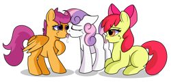 Size: 1280x613 | Tagged: explicit, artist:secret to everybody, apple bloom, scootaloo, sweetie belle, anus, cmc threesome, cutie mark crusaders, drool, earth pony, eyes closed, female, filly, filly on filly, foal, foalcon, french kiss, g4, group sex, imported from derpibooru, kissing, lesbian, licking, nudity, oral, pegasus, pony, sex, ship:sweetiebloomaloo, simple background, threesome, tongue out, transparent background, trio, unicorn, vulva