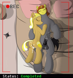 Size: 4374x4680 | Tagged: explicit, artist:wizen, oc, oc:lemon lite, oc:yellow list, afterglow, age difference, age progression, balls, bed, bedroom, big penis, body swap, camera, cum, cutie mark, earth pony, female, filly, foal, foalcon, futa, futa filly, futa oc, head swap, hug, imported from derpibooru, intersex, mad science, male, milf, mother and child, mother and daughter, nudity, penis, pony, precum, robot, rule 63, science, size difference, sleeping, text, unicorn, wat, what has science done