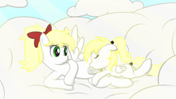 Size: 1280x720 | Tagged: explicit, artist:toinfinity, oc, oc:kyrie, oc:luftkrieg, aryan, aryan pony, blonde, bow, breastfeeding, commission, crotchboobs, female, filly, foal, foalcon, imported from derpibooru, light rays, mother and child, mother and daughter, nazi, nazipone, nipples, nudity, pegasus, pony, show accurate, show accurate porn, suckling