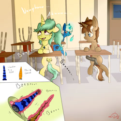 Size: 1000x1000 | Tagged: explicit, artist:drawing-unique, oc, oc:drawing unique, after classes, alternate version, anal insertion, bad dragon, carrot butt plug, clitoris, colt, colt on filly, crotchboobs, crying, detention, dildo, double insertion, erection, female, femsub, filly, foal, foalcon, freckles, horn, horsecock, imported from derpibooru, insertion, male, maledom, masturbation, moaning, moaning in pleasure, multiple insertion, nipple piercing, nipples, nudity, one eye closed, penis, piercing, pony, pony oc, public, remote controlled vibrator, reverse foalcon, school, sex toy, straight, submissive, sweat, tears of joy, tears of pleasure, teary eyes, teat piercing, text, unicorn, unicorn oc, vaginal insertion, vaginal secretions, vibrator, wink, x-ray