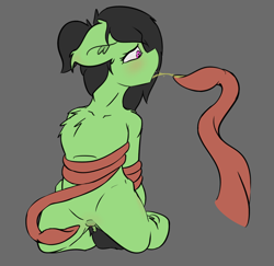 Size: 1307x1272 | Tagged: explicit, artist:scarrly, oc, oc:filly anon, bad end, bondage, dock, earth pony, female, fetish, filly, foal, foalcon, game over, game:filly astray, imported from derpibooru, kneeling, nudity, pony, ponytail, tentacle bondage, tentacle porn, tentacles, tentacles on female, tentacles on filly, this will end in tears, urine, vulva, watersports