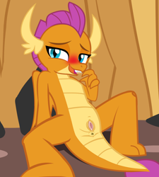 Size: 1800x2000 | Tagged: explicit, artist:succubi samus, anus, dragon, edit, female, fetish, foalcon, g4, imported from derpibooru, nudity, presenting, show accurate, show accurate porn, smolder, smolderriere, solo, solo female, vulva