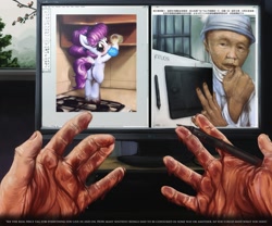 Size: 2247x1871 | Tagged: explicit, grotesque, artist:darkstylerz, blood, china, chinese, cotton puff, custard, devon custard, efilism, female, filly, foal, foalcon, food, g4, graphics tablet, imported from derpibooru, layers of fear, paywall content, pony, source needed, tablet, useless source url, wacom