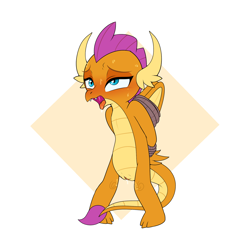 Size: 2000x2000 | Tagged: explicit, artist:enookie, editor:wumbl3, ahegao, blushing, bondage, clothes, cropped, dragon, dragoness, edit, female, foalcon, g4, high res, imported from derpibooru, nudity, open mouth, smolder, solo, solo female, straight, sweat, tongue out, vaginal secretions, vulva