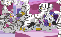 Size: 3303x2000 | Tagged: explicit, grimdark, artist:mackstack, rarity, sweetie belle, age difference, ahegao, anal, balls, biting, blowjob, blushing, broken rape victim, carousel boutique, commission, cowgirl position, creampie, crying, cum, cum in mouth, cumming, dialogue, ear bite, ear piercing, earring, eyes closed, faceless male, female, filly, foal, foalcon, frog (hoof), from behind, g4, gangbang, group sex, high res, holding head, hoof ring, horn, horn ring, horsecock, imported from derpibooru, interspecies, jewelry, looking back, magic suppression, male, mare, medial ring, mind break, mouth hold, multiple penetration, neck rings, nudity, offscreen character, open mouth, oral, oral creampie, orgy, paintbrush, penetration, penis, piercing, pony, prison guard position, rape, sex, slut, slutty-belle, spitroast, stallion, stallion on filly, straight, striped, stripes, tail wrap, tally marks, threesome, triple penetration, underhoof, unicorn, vaginal, vein, veiny cock, zebra, zebra supremacy, zebradom, zebrified pony