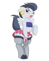 Size: 2400x3000 | Tagged: explicit, artist:regolithart, ahegao, alternate version, bdsm, bedroom eyes, bipedal, blushing, chastity, chastity cage, choker, clothes, colt, crossdressing, ear piercing, earring, femboy, fishnet stockings, foal, foalcon, g4, high res, imported from derpibooru, jewelry, legwear, lidded eyes, looking at you, male, open mouth, orgasm denial, panties, pegasus, piercing, pony, rumble, simple background, sissy, skirt, socks, solo, solo male, spiked choker, stockings, stupid sexy rumble, thigh highs, thong, transparent background, tube top, underwear