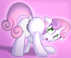 Size: 2801x2301 | Tagged: explicit, artist:eponi, sweetie belle, ass up, butt, derpibooru exclusive, face down ass up, female, filly, foal, foalcon, g4, high res, imported from derpibooru, plot, pony, presenting, simple background, solo, solo female, unicorn