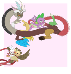 Size: 3410x3540 | Tagged: explicit, grimdark, artist:enookie, spike, anal, anal insertion, angel bunny, animal, anus, blowjob, blushing, breaking the fourth wall, consensual, cum, cum in beak, cum in mouth, discord, draconequus, draconequus on dragon action, dragon, dragon dick, facial, foalcon, forced, foursome, g4, gay, genital slit, group sex, high res, human penis, imported from derpibooru, insertion, interspecies, male, male on male rape, nudity, oral, owlowiscious, penetration, penis, rabbit, rape, sex, ship:dispike, size difference, tail penetration, tail sex, tentacle porn, tentacle rape, tentacles, tied, tongue out