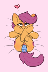 Size: 921x1351 | Tagged: explicit, artist:php197, scootaloo, ahegao, bed, butt, dildo, female, filly, foal, foalcon, g4, heart, imported from derpibooru, insertion, masturbation, nudity, on back, open mouth, orgasm, pegasus, plot, pony, sex toy, solo, solo female, vaginal insertion, vaginal orgasm, vaginal secretions, vibrator, vulva