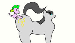 Size: 905x529 | Tagged: explicit, artist:undeadponysoldier, spike, oc, oc:klavinova, anal, bedroom eyes, canon x oc, crack shipping, dragon, earth pony, female, foalcon, g4, imported from derpibooru, interspecies, male, mare, penetration, pony, sex, ship:spikenova, shipping, straight, the ass was fat, wingless spike