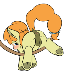 Size: 1397x1509 | Tagged: explicit, artist:cutelewds, ahegao, anatomically correct, anus, blushing, clitoris, crotchboobs, dark genitals, female, filly, foal, foalcon, frog (hoof), g4, imported from derpibooru, looking at you, looking back, looking back at you, nipples, nudity, open mouth, pony, pumpkin cake, raised tail, rope, simple background, solo, solo female, tail, tail aside, tongue out, transparent background, underhoof, unicorn, vulva, vulvar winking