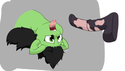Size: 3840x2160 | Tagged: explicit, artist:kumakum, oc, oc:filly anon, balls, disembodied penis, drool, earth pony, eyes on the prize, female, filly, foal, foalcon, high res, horsecock, imminent blowjob, imminent deepthroat, imminent oral, imminent sex, imported from derpibooru, mottled genitals, nudity, oc only, on back, part of a set, penis, pony, tongue out, upside down