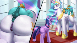 Size: 1400x788 | Tagged: explicit, artist:t.f.a.n.c.s., princess celestia, twilight sparkle, oc, oc:bright hoof, age difference, alicorn, anal, anal creampie, anatomically correct, animated, both cutie marks, canon x oc, casual sex, clitoris, colt, colt on mare, commission, creampie, cum, dubious consent, exhibitionism, female, foal, foalcon, g4, imported from derpibooru, invisibility, larger female, levitation, magic, male, male shortstack, mare, mounting, nudity, penetration, pony, pony on pony action, reverse foalcon, sex, shortstack, size difference, smaller male, sound, stealth sex, straight, straight shota, sunbutt, surprise buttsex, surprise sex, telekinesis, unicorn, vulva, vulvar winking, webm