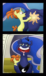 Size: 1375x2273 | Tagged: explicit, artist:strebiskunk, princess luna, a royal problem, age difference, ahegao, alicorn, alternate cutie mark, alternate scene interpretation, anal, analingus, analingus on female, anus, comic, female, female on female analingus, filly, filly on mare, foal, foalcon, g4, heart eyes, imported from derpibooru, indian summer, large butt, lesbian, luna is a foal fiddler, mare, mare on filly, my little pony: friendship is magic, nudity, open mouth, oral, pony, ponytail, reverse foalcon, sex, ship:summerluna, size difference, surprise analingus, surprise buttsex, surprise oral, surprise sex, tongue out, unicorn, vulva, wingding eyes