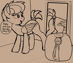 Size: 2000x1730 | Tagged: explicit, artist:yugtra, oc, oc:apogee, anal insertion, anatomically correct, blushing, buttplug, clop artist training grounds, close-up, exposing reflection, foalcon, implied incest, implied oc:jet stream, imported from derpibooru, insertion, mirror, nudity, oc only, pegasus, pony, sex toy, sketch, tail wrap, text, vulva