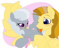 Size: 2500x2050 | Tagged: explicit, artist:miniferu, silver spoon, oc, age difference, anus, big dom small sub, canon x oc, colored, crotchboobs, female, filly, flat colors, foal, foalcon, g4, high res, imported from derpibooru, male, nipples, nudity, oral, pony, sex, soft color, stallion, stallion on filly, straight, vulva