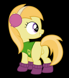 Size: 905x1016 | Tagged: explicit, artist:hopefulsparks, anatomically correct, anus, background pony, black background, clothes, earmuffs, earth pony, edit, female, filly, foal, foalcon, g4, imported from derpibooru, noi, nude edit, nudity, plant team, ponut, pony, show accurate, show accurate porn, simple background, socks, solo, solo female, vector, vulva, winter wrap up vest