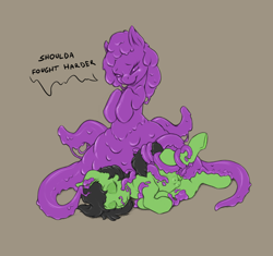 Size: 1238x1165 | Tagged: explicit, grimdark, artist:almar, oc, oc:filly anon, corpse, crotchboobs, dead, death, female, female on female rape, filly, foal, foalcon, game:anonfilly, game:filly astray, goo pony, imported from derpibooru, nudity, original species, pony, vulva