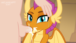 Size: 8000x4500 | Tagged: explicit, artist:metalhead97, blowjob, creampie, crying, cum, cum in mouth, cum out nose, cumming, dragon, dragoness, faceless human, faceless male, female, foalcon, g4, hand on head, holding head, human, human on dragon action, imported from derpibooru, interspecies, looking at you, male, nudity, offscreen character, oral, penis, sex, show accurate, show accurate porn, smolder, straight, tears of joy, tears of pleasure