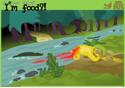 Size: 2920x2058 | Tagged: explicit, grimdark, grotesque, artist:vovi, oc, oc:little bladder, anus, bleeding, blood, corpse, crocodile, dead, death, decapitated, everfree forest, female, fetish, filly, filly prey, foal, foalcon, forest, hard vore, high res, imported from derpibooru, injured, nudity, oc only, pony, poop, river, scat, smelly, summer, urine, vore, vulva, watersports