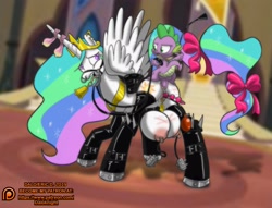Size: 2477x1890 | Tagged: explicit, artist:daloknight, princess celestia, spike, abuse, age difference, alicorn, anal, bell, big crotchboobs, bit, bondage, bound wings, bow, bridle, butt, celestiabuse, clit piercing, clitoris, clothes, condom, crotchboobs, dragon, dragons riding ponies, duo, duo male and female, ear piercing, female, femsub, foalcon, foaldom, g4, genital piercing, huge crotchboobs, imported from derpibooru, impossibly large crotchboobs, inflatable plug, latex, legwear, male, maledom, nipples, nose piercing, nose ring, nudity, patreon, patreon logo, penetration, penis, piercing, pony, reins, riding, riding a pony, riding crop, sex, ship:spikelestia, shipping, socks, spike riding celestia, spikedom, spikes, straight, straight shota, sublestia, submissive, sunbutt, tack, tail bow, thigh highs, tongue out, tongue piercing, used condom, vaginal beads, whip marks, wingless spike, wings