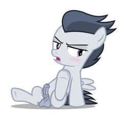 Size: 697x648 | Tagged: explicit, artist:deserter, artist:frownfactory, editor:slayer118, balls, blushing, colt, edit, edited edit, embarrassed, erection, foal, foalcon, g4, imported from derpibooru, looking away, male, nude edit, nudity, pegasus, penis, pony, precum, rumble, show accurate, show accurate porn, simple background, sitting, small penis, solo, solo male, spread legs, spreading, transparent background, underhoof, vector, vector edit