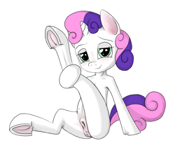 Size: 2821x2410 | Tagged: explicit, artist:bright lite, sweetie belle, anus, bedroom eyes, blushing, crotchboobs, derpibooru exclusive, female, filly, foal, foalcon, frog (hoof), g4, high res, imported from derpibooru, looking at you, nipples, nudity, pony, raised leg, solo, solo female, underhoof, vulva