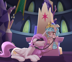 Size: 3985x3430 | Tagged: explicit, artist:pestil, princess celestia, age difference, alicorn, anus, bad end, blindfold, collar, corrupted celestia, cozy glow, cozydom, crotchboobs, female, femdom, femsub, filly, filly on mare, foal, foalcon, foaldom, friendship throne, g4, high res, imminent cunnilingus, imminent oral, imminent sex, imported from derpibooru, indoors, leash, lesbian, mare, nipples, nudity, pegasus, pink-mane celestia, pony, reverse foalcon, sex slave, size difference, slave, sublestia, submissive, teats, the implications are horrible, throne, victorious villain, vulva, xk-class end-of-the-world scenario