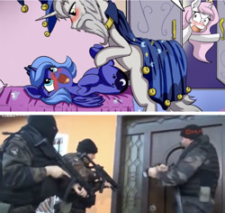 Size: 1177x1113 | Tagged: explicit, artist:anibaruthecat, princess celestia, princess luna, age difference, ahegao, angry, blushing, cute, cute porn, dha, doğan haber ajansı, edit, fbi open up, female, filly, filly luna, foal, foalcon, funny porn, g4, gun, human, imported from derpibooru, irl, irl human, lunaswirl, male, meme, nudity, open mouth, penis, photo, pony, sex, shipping, stallion, stallion on filly, star swirl the bearded, straight, this will end in jail time, turkish, weapon, woona, younger