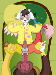 Size: 1500x2000 | Tagged: explicit, artist:theonewithoutaname, oc, oc:desorde, age difference, ahegao, alternate version, anal, animated, balls, blushing, blushing profusely, canon x oc, clothes, commission, discord, draconequus, draconequus oc, erection, fluttershy's cottage, foalcon, g4, gay, glasses, imported from derpibooru, incest, male, missionary position, no sound, nudity, open mouth, paw pads, penetration, penis, pseudoincest, sex, show accurate, show accurate porn, sweater, webm