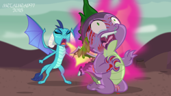 Size: 3999x2249 | Tagged: explicit, grimdark, grotesque, artist:metalhead97, spike, comic:beauty is a beast, abuse, angry, bleeding, blood, bone, burning, comic, commission, crying, dark, domination, dominatrix, dragon, dragoness, dragonfire, female, femdom, fire, foalcon, g4, genitals, go to sleep garble, gore, high res, imported from derpibooru, male, nudity, on fire, out of character, pain, pathetic, penis, princess ember, sadism, scratches, screaming, show accurate, signature, slave, snot, spikeabuse, story, strong, tears of pain, this will end in death, this will end in pain, this will end in tears, this will end in tears and/or death, this will not end well, winged spike, wings