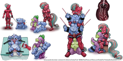 Size: 2001x1001 | Tagged: explicit, artist:smudge proof, spike, oc, anthro, balls, bdsm, bottle feeding, canon x oc, chubby, commission, diaper, diaper change, diaper fetish, dragon, drugs, erection, fetish, foalcon, g4, gay, imported from derpibooru, male, nipples, non-baby in diaper, nudity, open diaper, penis, power bottom, simple background, slave stream, transparent background, vein, veiny cock