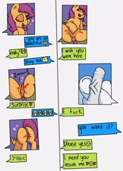 Size: 1912x2668 | Tagged: explicit, artist:php106, scootaloo, age difference, anatomically correct, anus, comic, digital art, female, filly, foal, foalcon, g4, heart, hoofing, imported from derpibooru, male, masturbation, nudity, one eye closed, open mouth, pegasus, penis, ponut, pony, presenting, sexting, ship:soarinloo, shipping, soarin', stallion, tattoo, text, texting, vulva, wings, wink