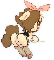 Size: 1229x1365 | Tagged: explicit, artist:darkstylerz, oc, alternate style, anus, bow, clothes, corset, cute, female, filly, foal, foalcon, frog (hoof), garter belt, garters, hooves, imported from derpibooru, legwear, lingerie, nudity, oc only, ocbetes, pony, sketch, solo, solo female, source needed, stockings, thigh highs, underhoof, useless source url, vulva