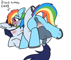 Size: 2170x1836 | Tagged: explicit, artist:cutelewds, rainbow dash, anus, balls, blushing, colt, female, filly, foal, foalcon, g4, heart eyes, horsecock, imported from derpibooru, male, nudity, pegasus, penetration, penis, pony, sex, ship:soarindash, shipping, simple background, soarin', straight, text, transparent background, vagina, vaginal, vaginal secretions, vulva, wingding eyes, younger