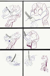 Size: 2064x3150 | Tagged: explicit, artist:rusticanon, rarity, sweetie belle, comic:rarity's secret machine, accidental incest, awkward, bondage, bondage furniture, comic, confused, cunnilingus, dizzy, featureless crotch, featureless crotch sex, female, filly, foal, foalcon, forced, g4, high res, imported from derpibooru, incest, lesbian, licking, lie detector, machine, mare, oral, pony, raricest, restrained, sex, ship:raribelle, shipping, shove, shrunken pupils, simple background, sweat, swirly eyes, the practical pig, tongue out, unicorn