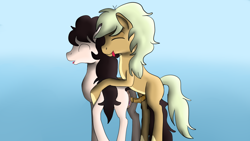 Size: 1280x720 | Tagged: explicit, artist:jbond, anus, clitoris, colt, colt on filly, duo, eyes closed, female, filly, foal, foalcon, gradient background, horse, ico, ico the brave little horse, imminent penetration, imported from derpibooru, male, nudity, open mouth, penis, pony, preciosa, straight, tongue out, vulva