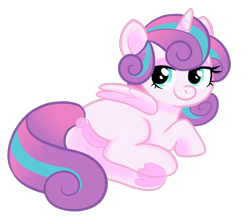 Size: 788x704 | Tagged: explicit, artist:smokeyrat, princess flurry heart, alicorn, anus, bedroom eyes, butt, female, foalcon, g4, imported from derpibooru, looking at you, nudity, older, plot, pony, presenting, puckered asshole, simple background, solo, solo female, tail aside, transparent background, underhoof, vulva