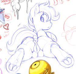 Size: 753x729 | Tagged: explicit, artist:dimfann, scootaloo, anatomically correct, anus, crotchboobs, dock, female, filly, foal, foalcon, frog (hoof), g4, hooves, imported from derpibooru, looking back, nipples, nondescript nipples, nudity, owo, pegasus, ponut, pony, sketch, solo, solo female, source needed, teats, underhoof, useless source url, vulva