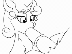 Size: 560x421 | Tagged: explicit, artist:shimmi, sweetie belle, animated, blowjob, deepthroat, female, filly, foal, foalcon, g4, imported from derpibooru, monochrome, nudity, oral, penis, pony, sex, unicorn