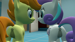 Size: 1920x1080 | Tagged: explicit, artist:papadragon69, princess flurry heart, 3d, alicorn, alternate version, anus, bedroom eyes, butt, dark genitals, duo, duo female, female, females only, filly, foal, foalcon, g4, imported from derpibooru, looking at each other, nudity, older, plot, ponut, pony, puffy anus, puffy vulva, pumpkin cake, raised tail, similarities, source filmmaker, tail, tail aside, unicorn, vulva, wings