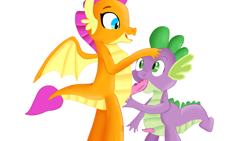 Size: 1280x720 | Tagged: explicit, artist:jbond, spike, blowjob, dragon, dragon dick, duo, fingering, foalcon, futa, futa on male, futa smolder, g4, imported from derpibooru, intersex, male, my little pony: friendship is magic, nudity, open mouth, oral, penetration, penis, school daze, sex, ship:spolder, shipping, simple background, smolder, vulva, white background